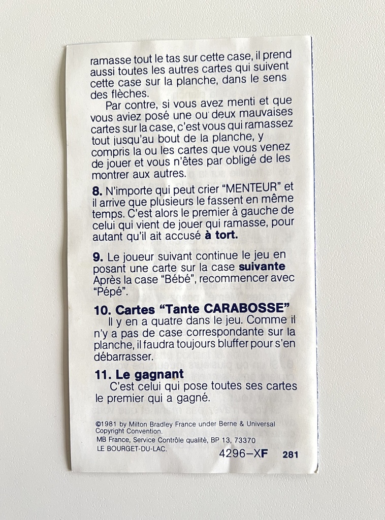 Jeu de société Le Menteur - 1980