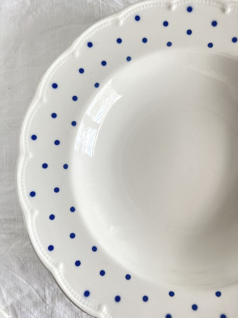 Lot de 6 assiettes creuses Boch Festival Points bleus