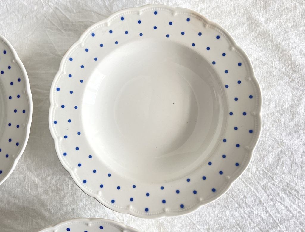 Lot de 6 assiettes creuses Boch Festival Points bleus