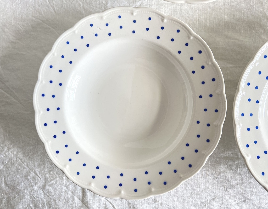 Lot de 6 assiettes creuses Boch Festival Points bleus