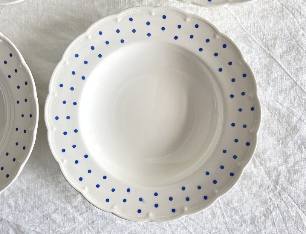 Lot de 6 assiettes creuses Boch Festival Points bleus
