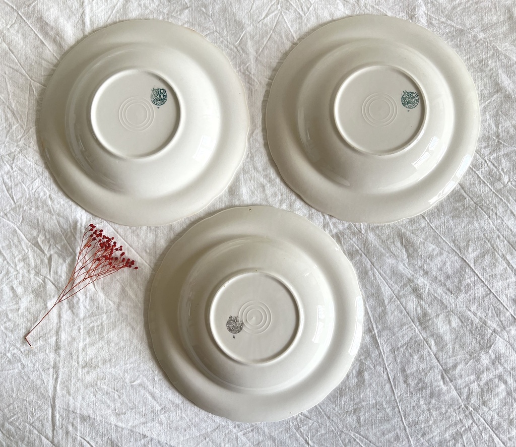 Lot de 6 assiettes creuses Boch Festival Points bleus