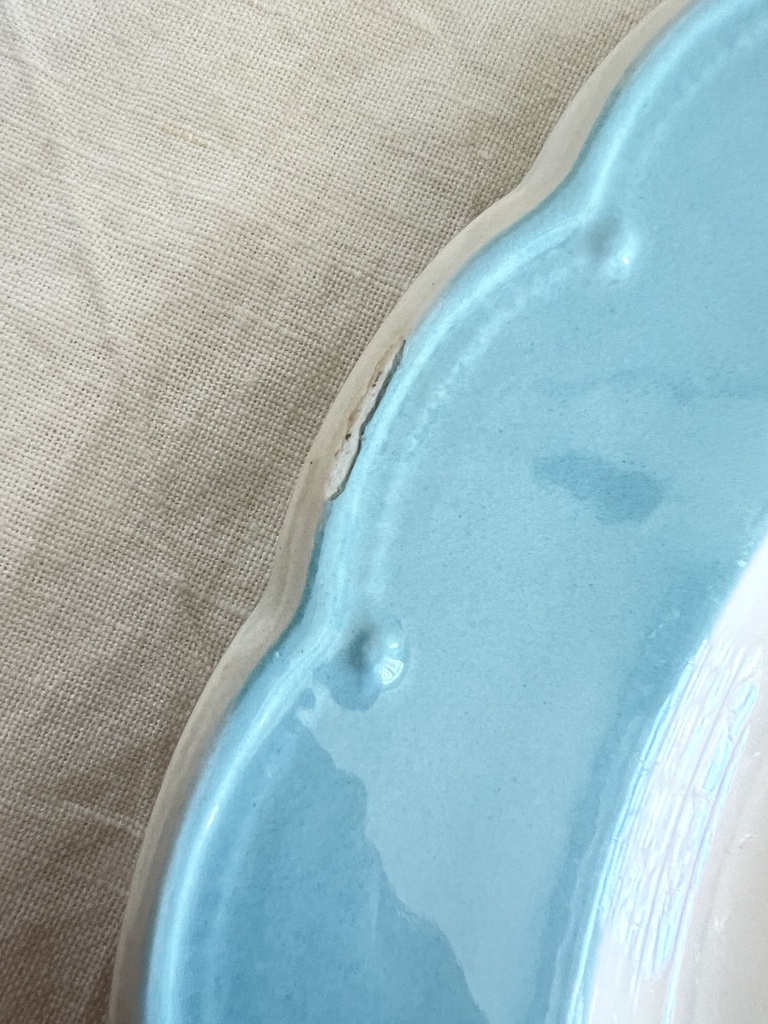 Lot de 2 grandes assiettes de service Boch Festival Opaline bleu