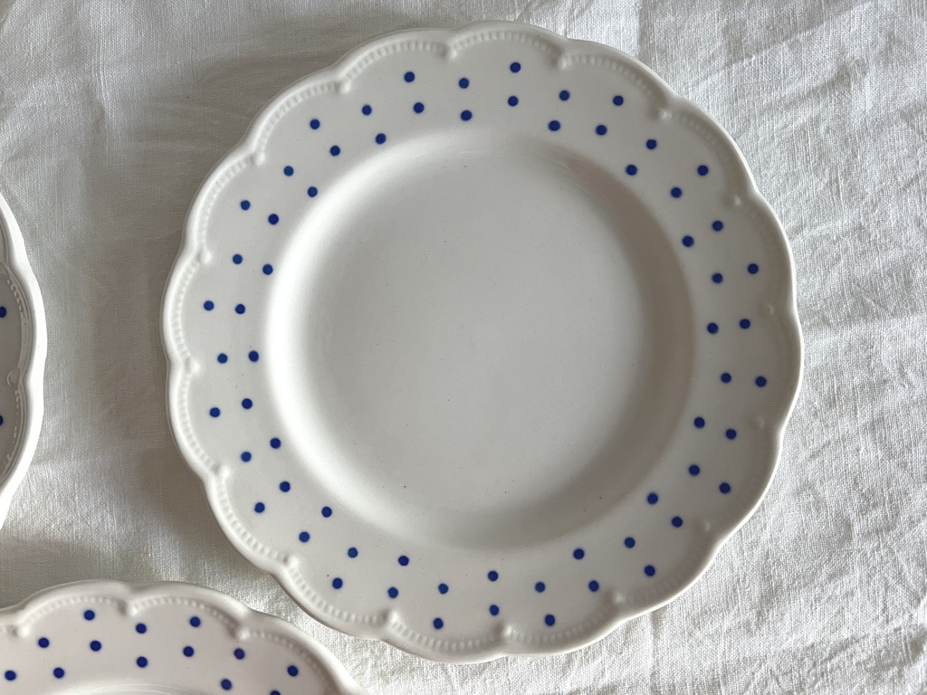 Lot de 6 assiettes à dessert Boch Points bleus