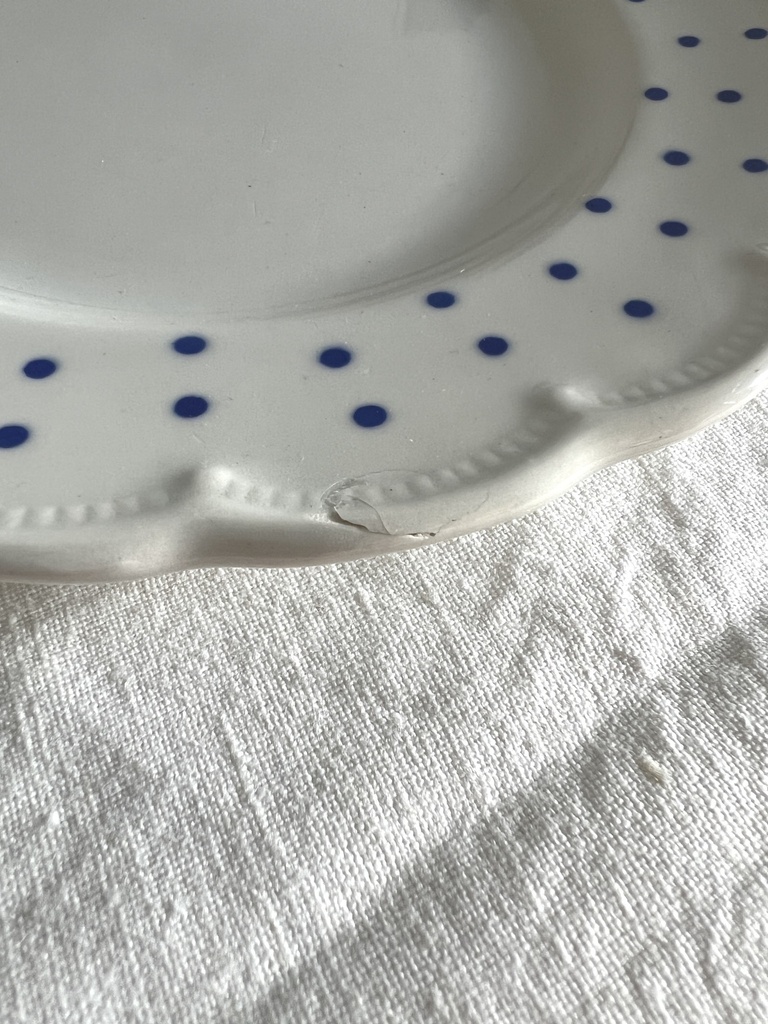 Lot de 6 assiettes à dessert Boch Points bleus