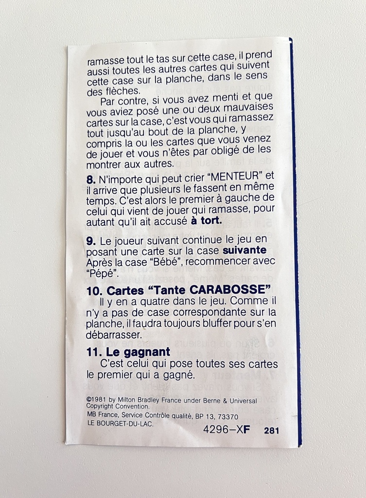 Jeu de société Le Menteur - 1980