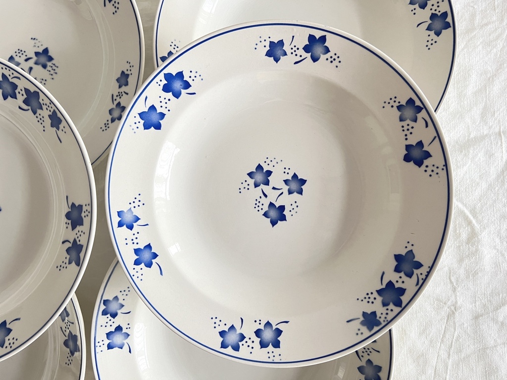 Lot de 6 assiettes creuses Boch Mercure bleu