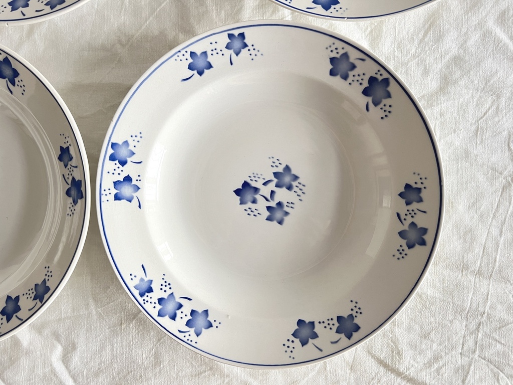 Lot de 6 assiettes creuses Boch Mercure bleu