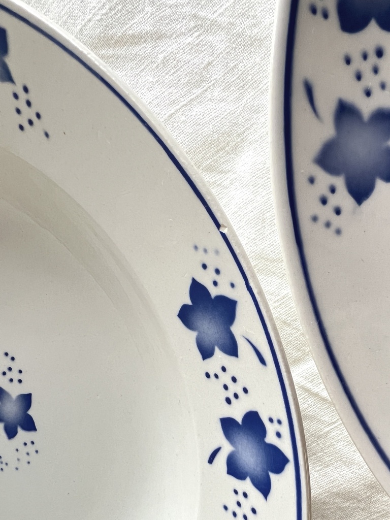 Lot de 6 assiettes creuses Boch Mercure bleu