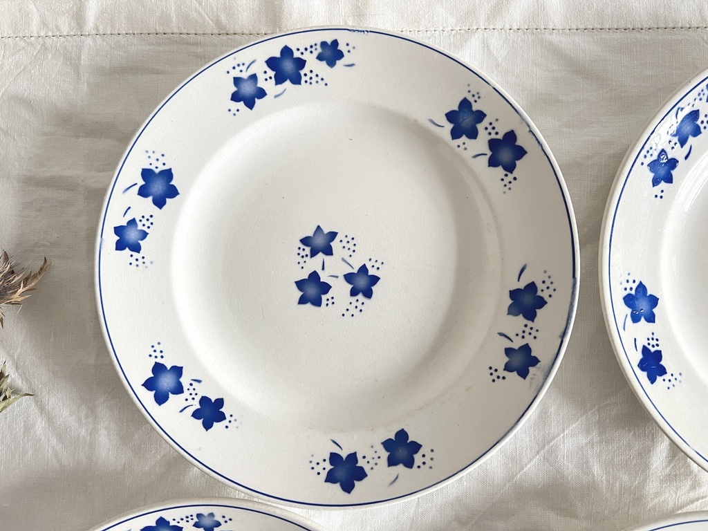 Lot de 6 assiettes plates Boch Mercure bleu
