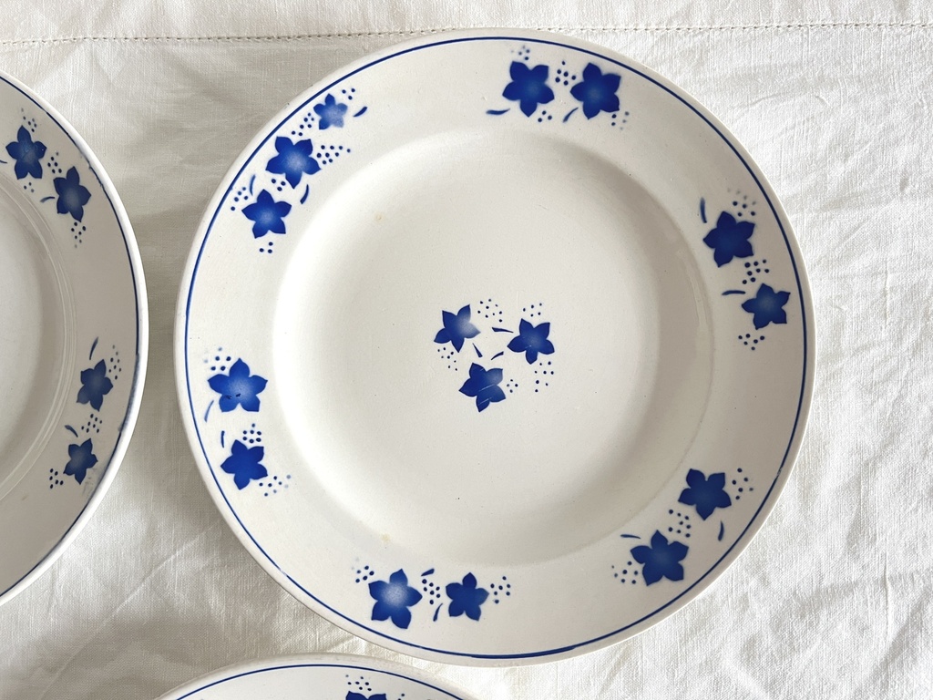Lot de 6 assiettes plates Boch Mercure bleu