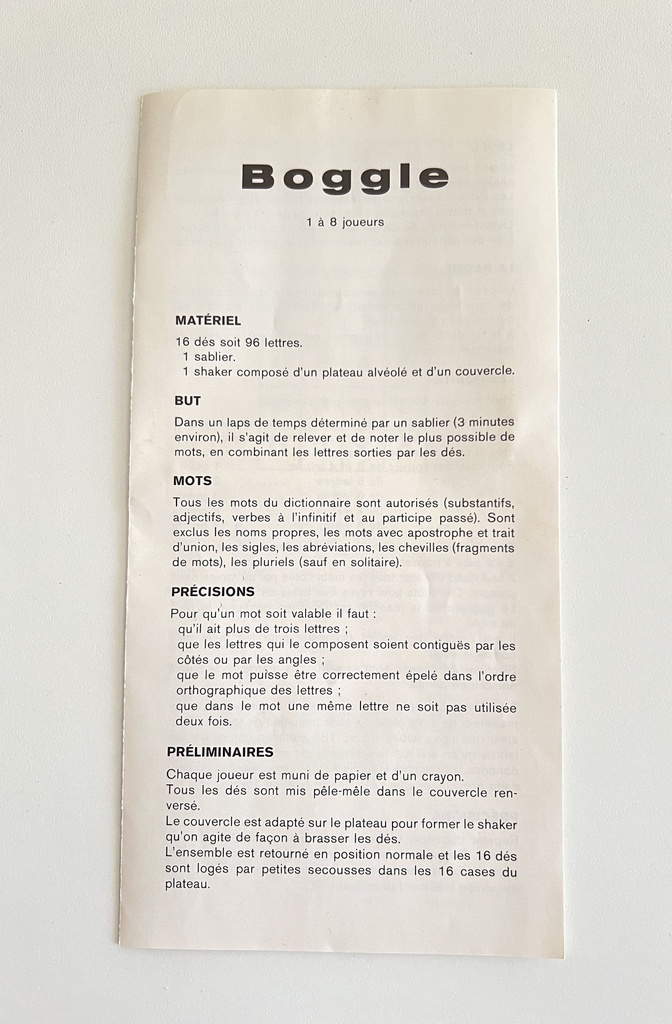 Jeu de société Boggle - Miro-Meccano / Parker 1977