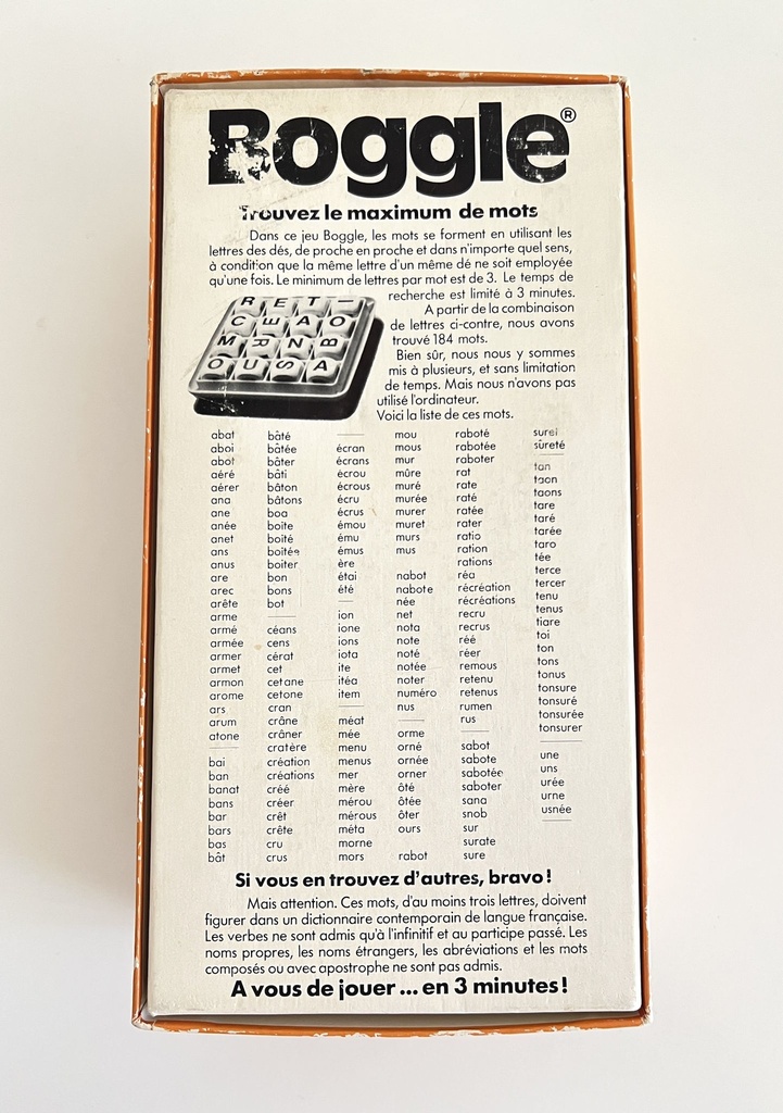 Jeu de société Boggle - Miro-Meccano / Parker 1977