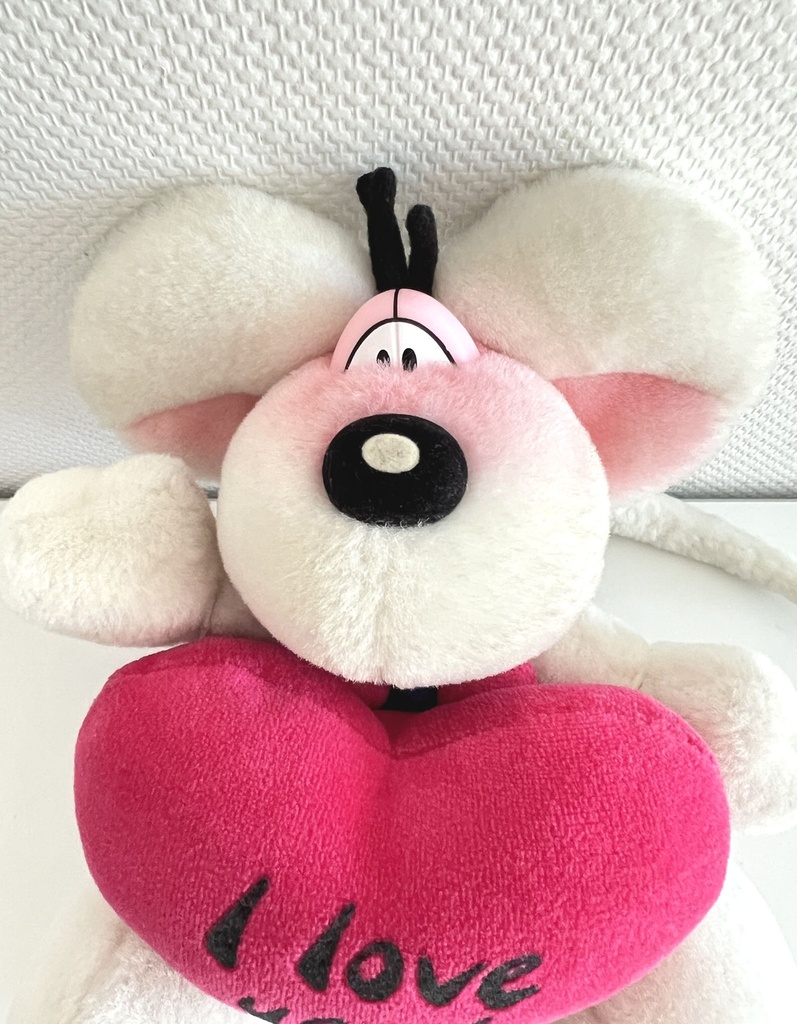 Peluche Diddl avec cœur rose I love you