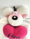 Peluche Diddl avec cœur rose I love you