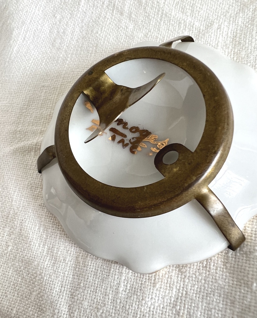 Assiette miniature à motif de tête de chat roux Limoges