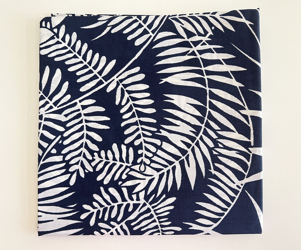 Taie bleu foncé à motif de feuilles de palmier blanches Du Pont