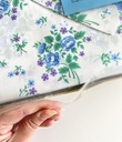 Parure de lit à fleurs bleues et mauve pour 2 personnes