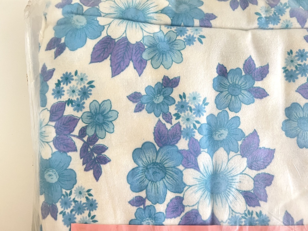 Parure de lit en pilou à fleurs bleues pour 2 personnes