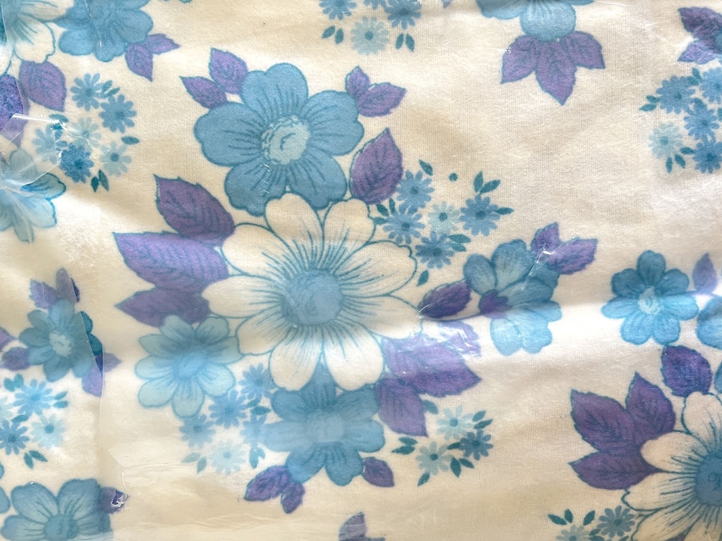 Parure de lit en pilou à fleurs bleues pour 2 personnes