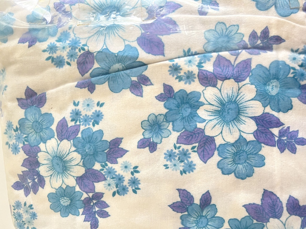 Parure de lit en pilou à fleurs bleues pour 2 personnes