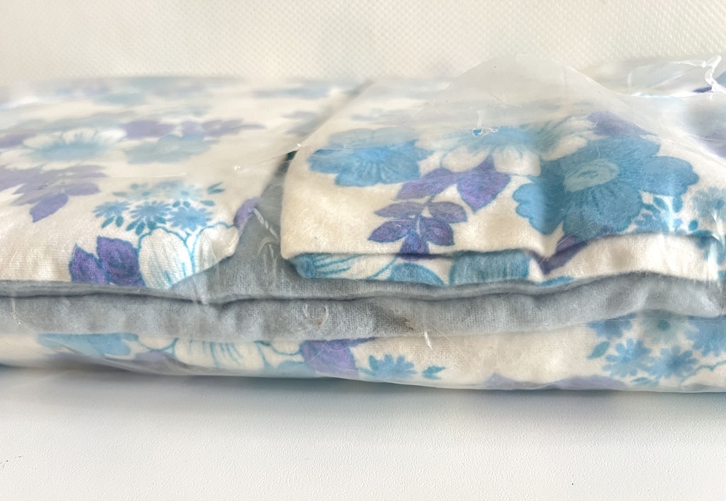 Parure de lit en pilou à fleurs bleues pour 2 personnes
