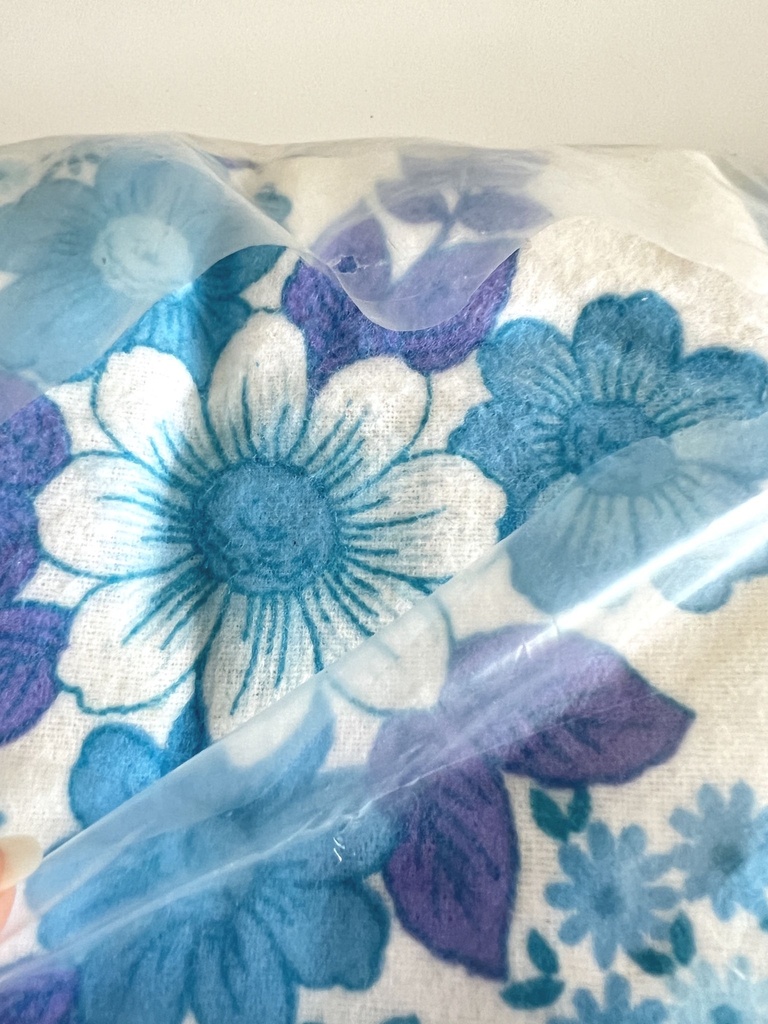 Parure de lit en pilou à fleurs bleues pour 2 personnes