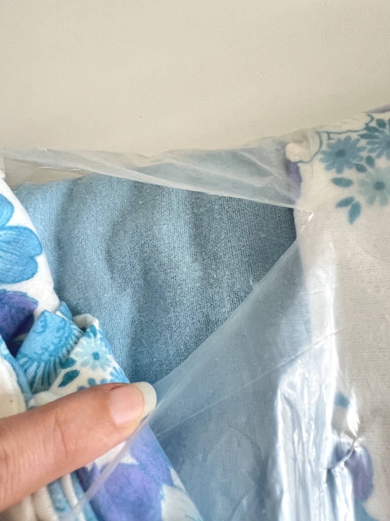 Parure de lit en pilou à fleurs bleues pour 2 personnes