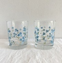 Carafe et 2 verres à eau décor Myosotis