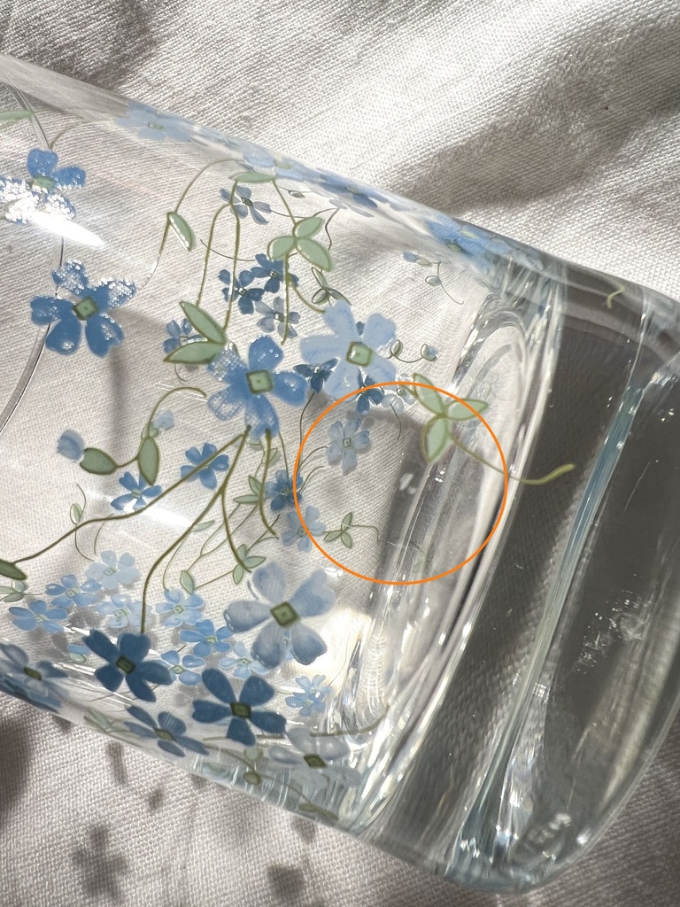 Carafe et 2 verres à eau décor Myosotis