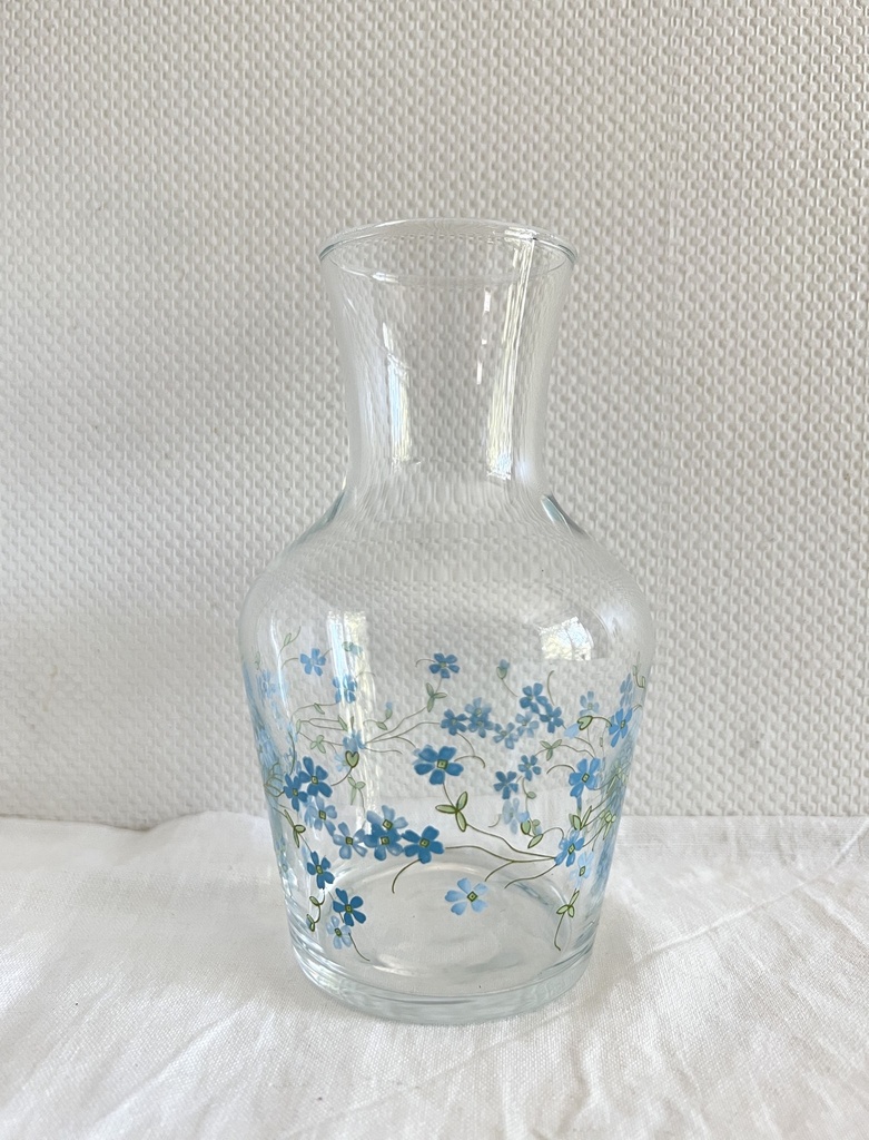 Carafe et 2 verres à eau décor Myosotis