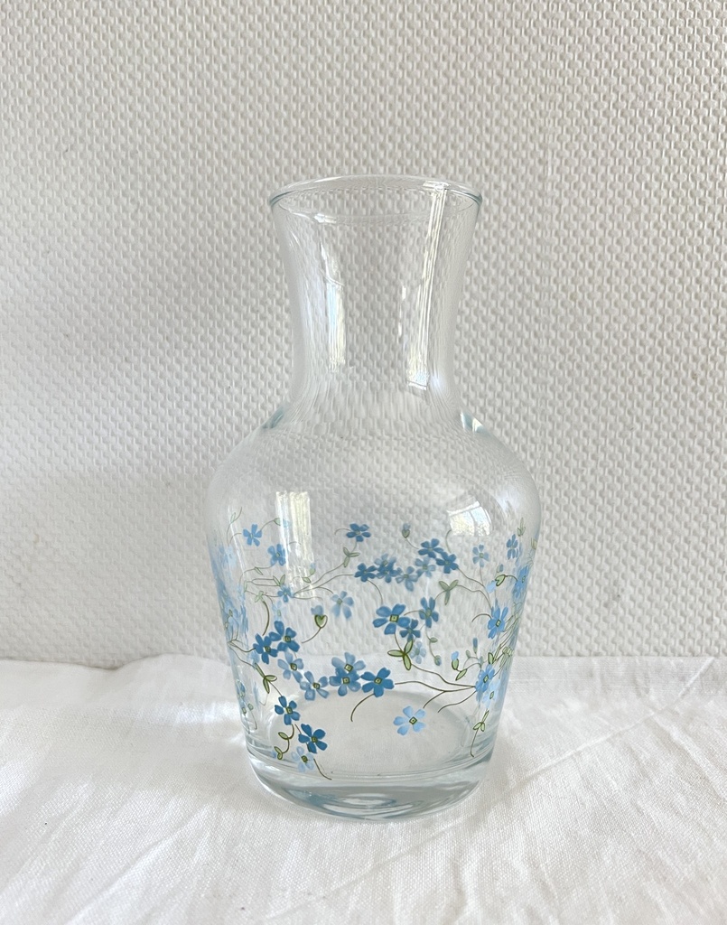 Carafe et 2 verres à eau décor Myosotis