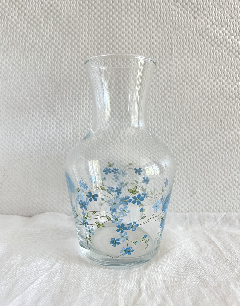 Carafe et 2 verres à eau décor Myosotis