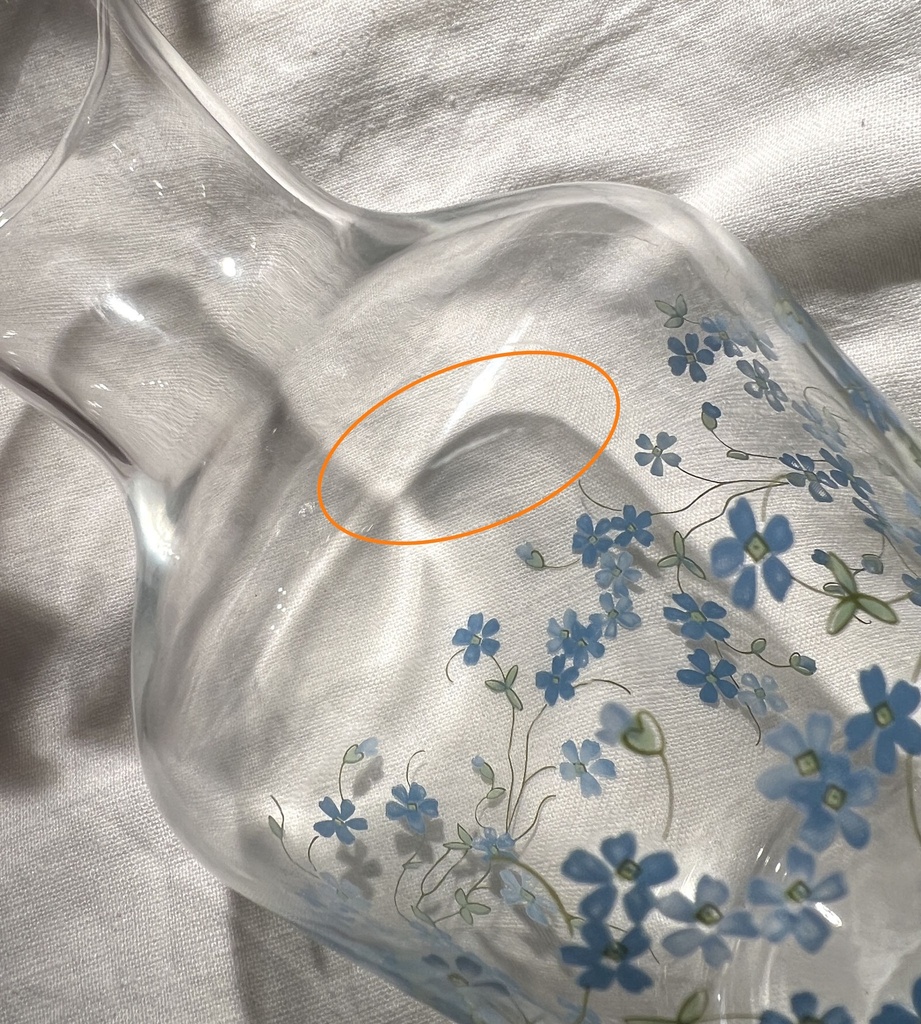 Carafe et 2 verres à eau décor Myosotis