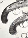 Plateau décoré d'armes à feu dans le goût de Piero Fornasetti