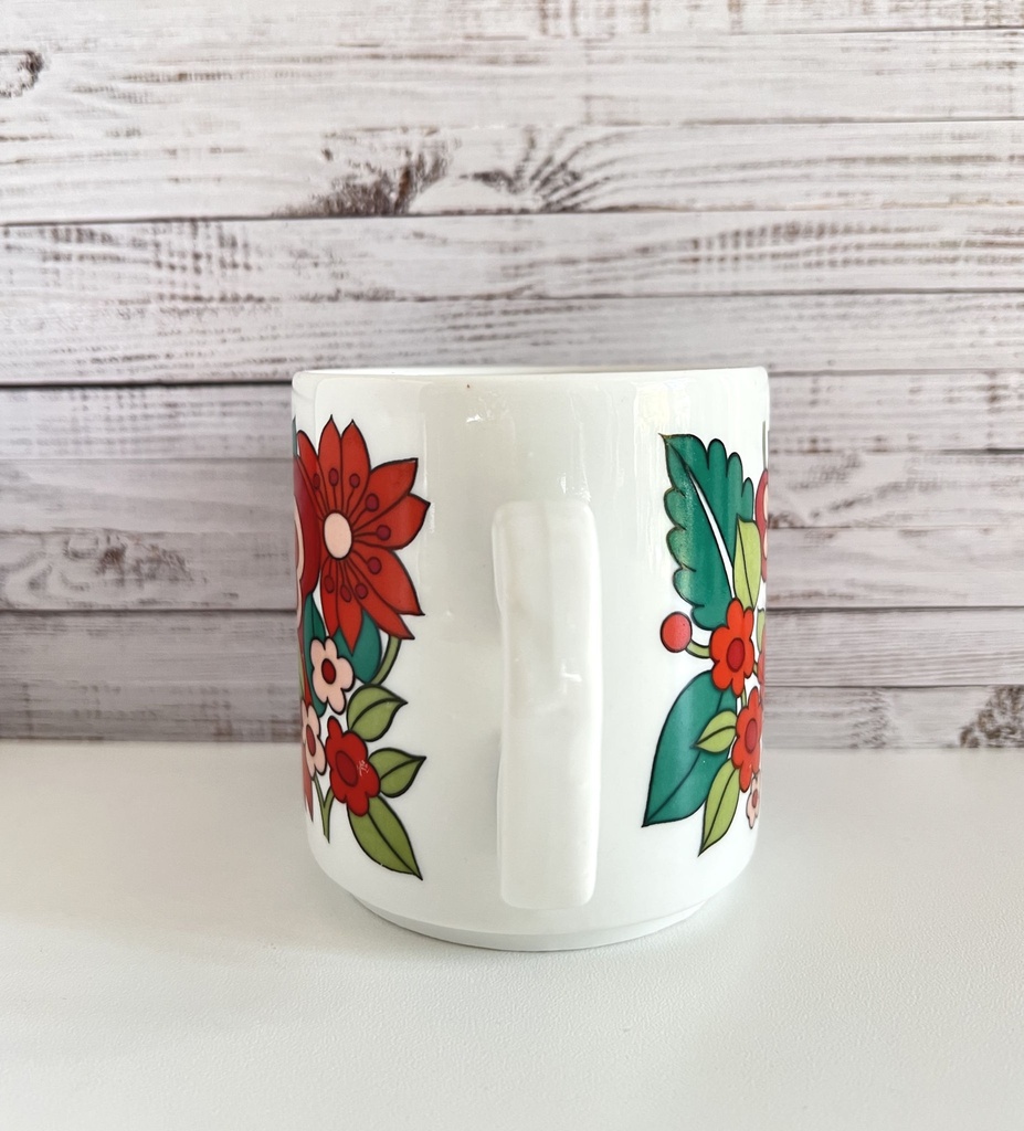 Tasse fleurie dans les tons rouges Bavaria