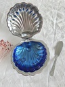 Beurrier coquille / coupelle à caviar bleu cobalt