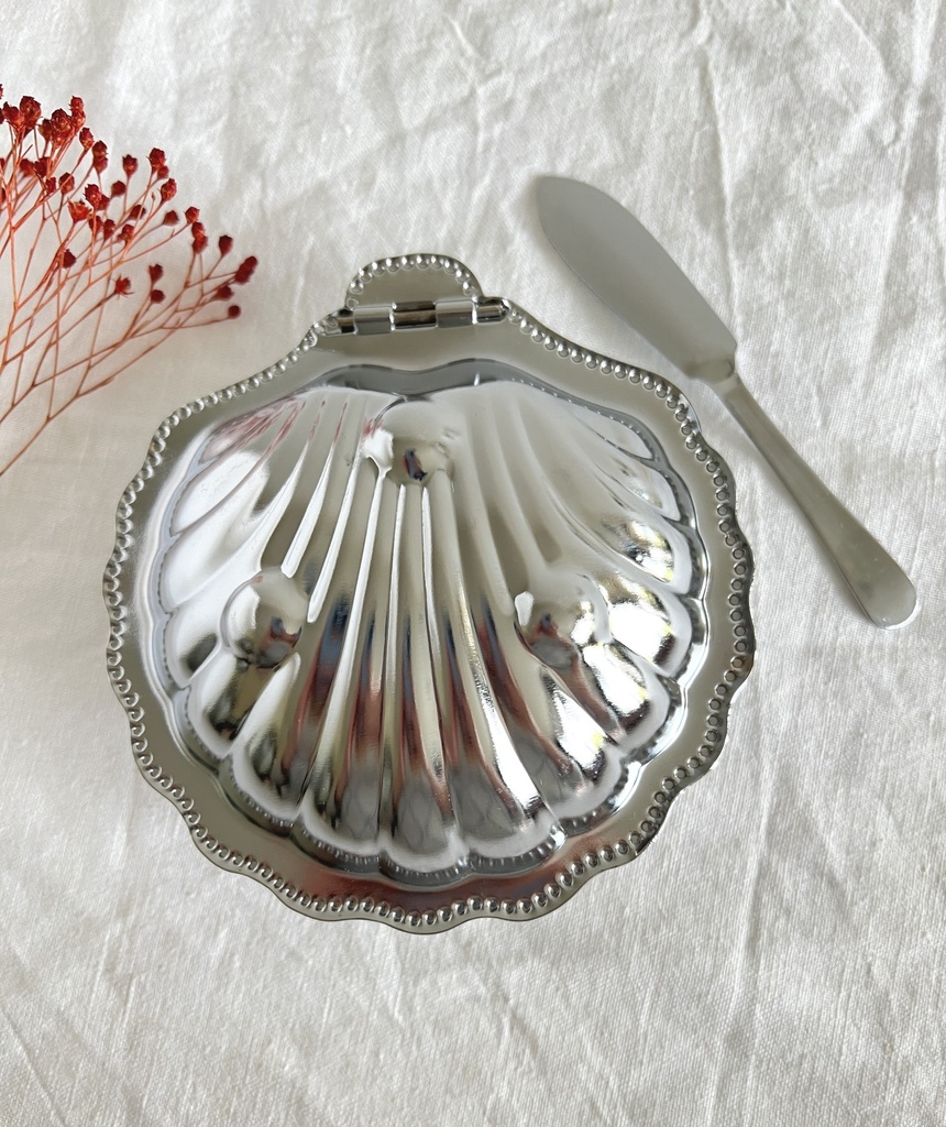 Beurrier coquille / coupelle à caviar bleu cobalt