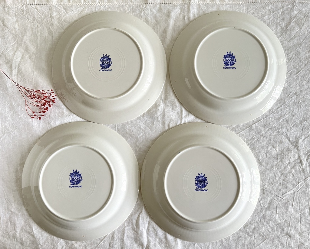 Lot de 4 assiettes plates Boch Copenhague