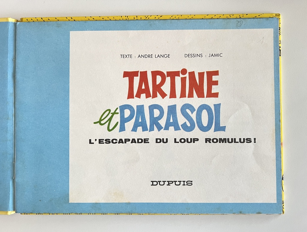 Livre Tartine et Parasol L'escapade du loup Romulus !