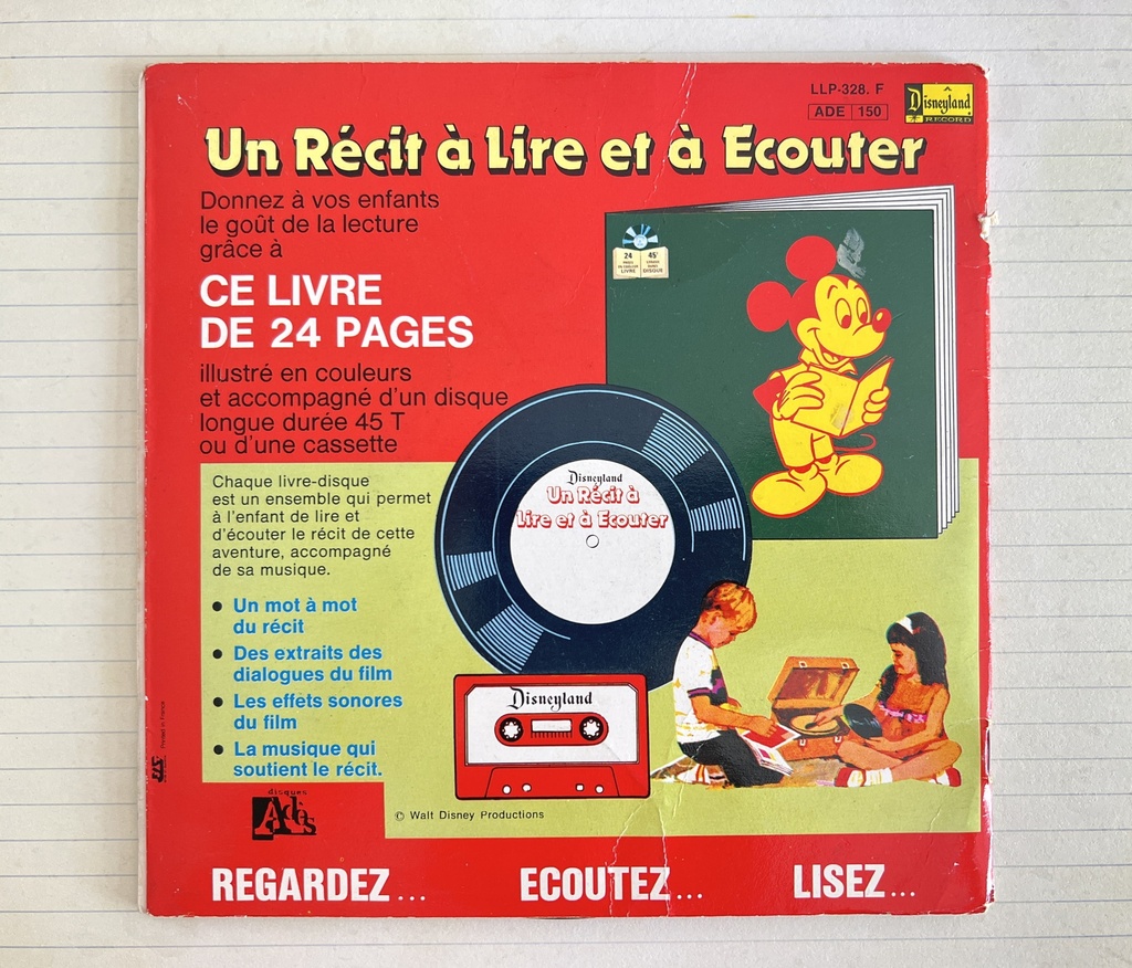 Livre disque 45 tours Le petit chaperon rouge de Walt Disney