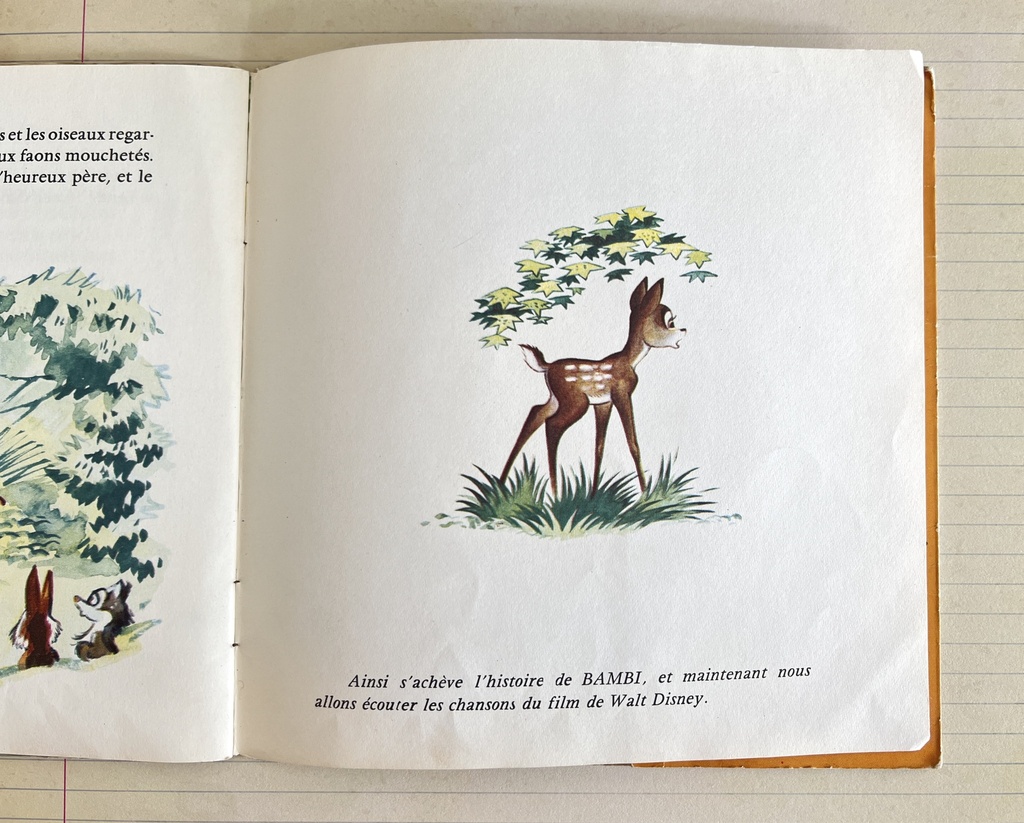 Livre-disque 33 tours 1/3 Bambi - Walt Disney