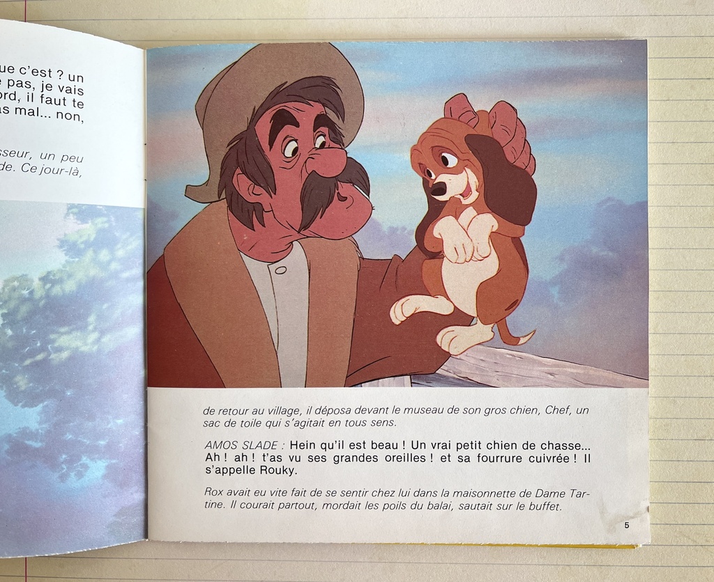 Livre disque 45 tours Rox et Rouky de Walt Disney