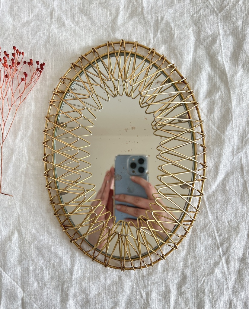 Petit miroir soleil ovale doré et rétractable Erdecor Escaut