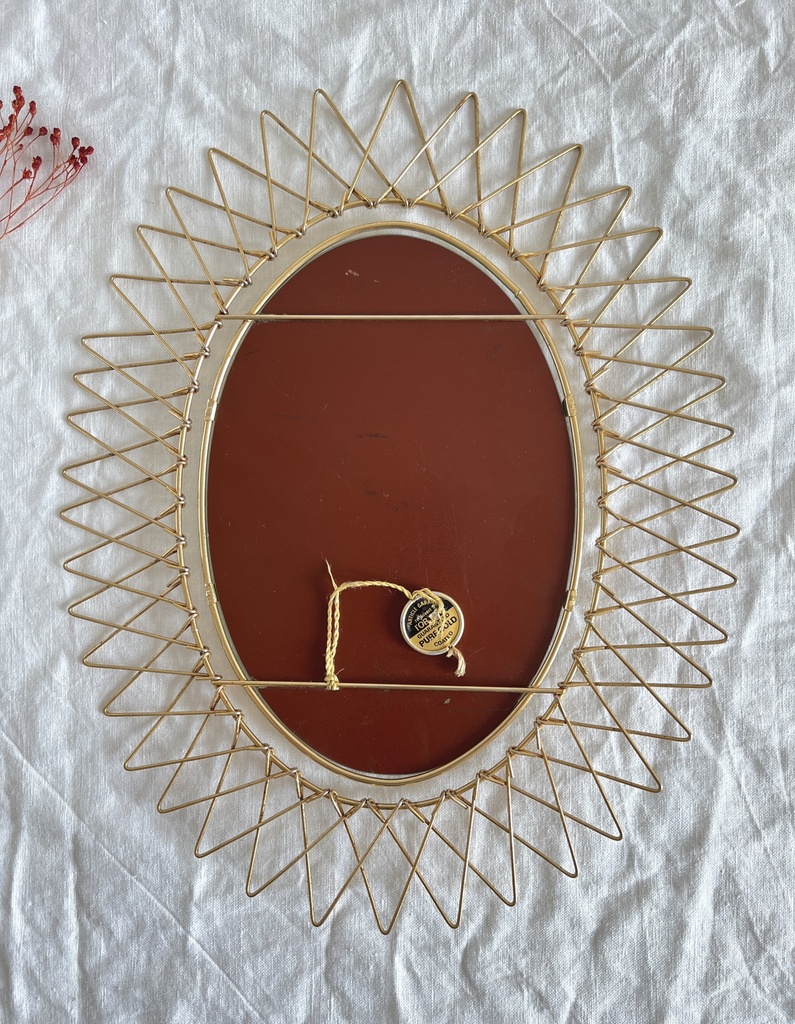 Petit miroir soleil ovale doré et rétractable Erdecor Escaut