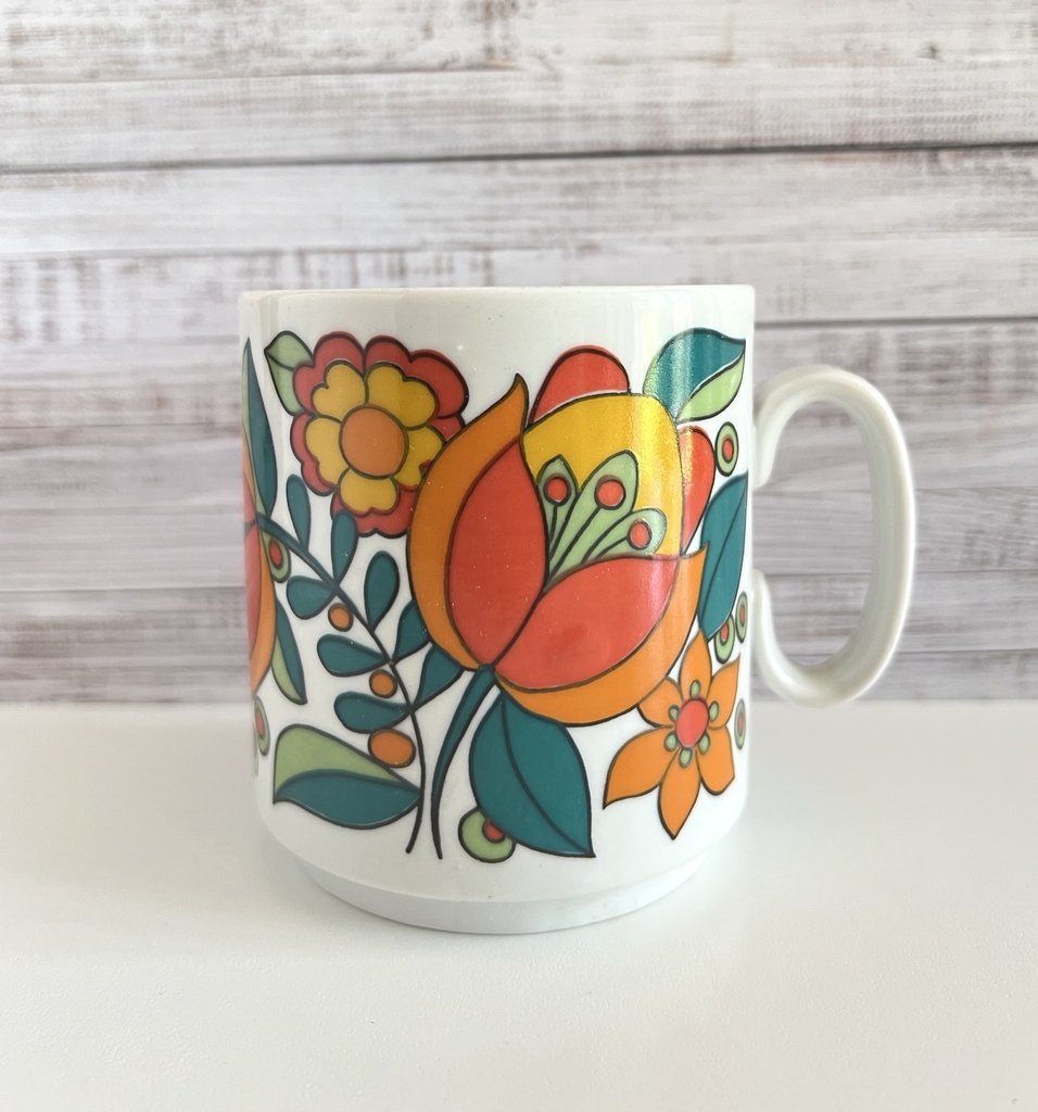 Lot de 2 tasses fleuries dans les tons orange Bavaria