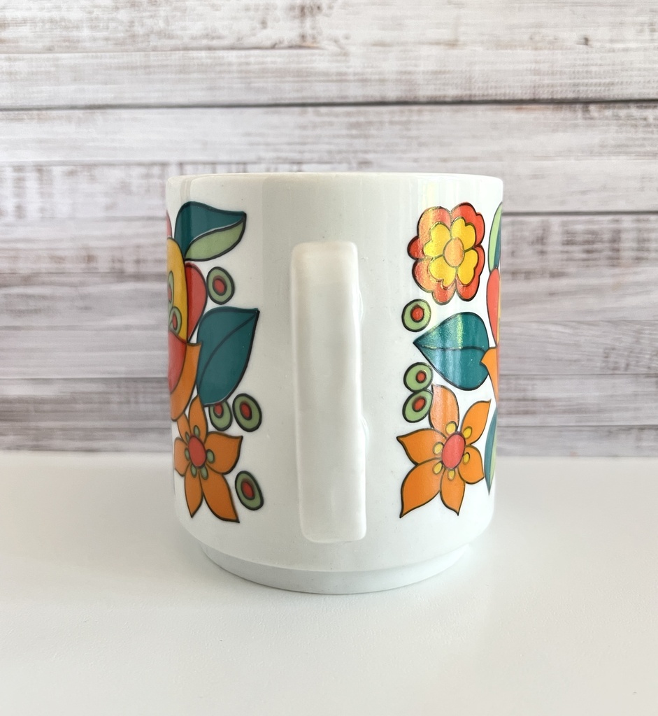 Lot de 2 tasses fleuries dans les tons orange Bavaria