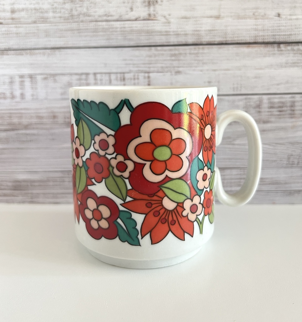 Lot de 2 tasses fleuries dans les tons rouges Bavaria