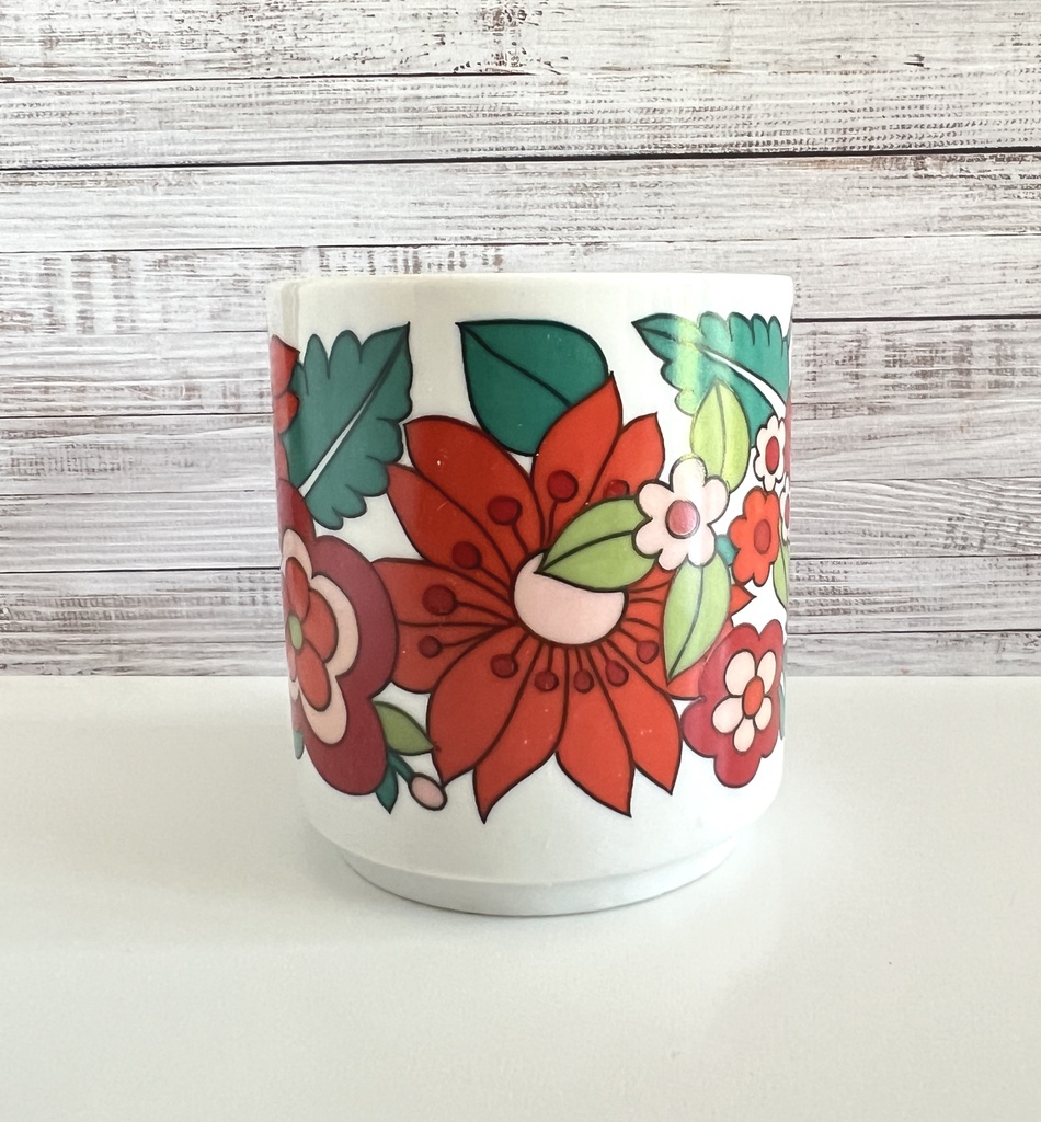 Lot de 2 tasses fleuries dans les tons rouges Bavaria