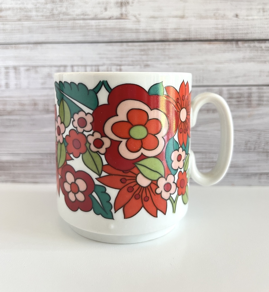 Lot de 2 tasses fleuries dans les tons rouges Bavaria